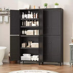 71 Farmhouse Tall Storage Cabinet, Adjustable Shelves & 4 Doors - Bathroom Pantry Organizer for Kitchen, Dining Room and office