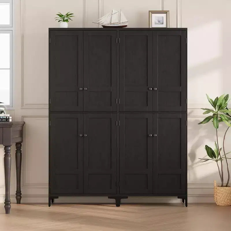 71 Farmhouse Tall Storage Cabinet, Adjustable Shelves & 4 Doors - Bathroom Pantry Organizer for Kitchen, Dining Room and office