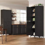 71 Farmhouse Tall Storage Cabinet, Adjustable Shelves & 4 Doors - Bathroom Pantry Organizer for Kitchen, Dining Room and office