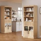 70 Tall Kitchen Pantry Cabinet with Glass Doors & Drawer - Versatile Storage for Living Room, Office, Dining Room, and Entryway