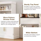 70 Tall Kitchen Pantry Cabinet with Glass Doors & Drawer - Versatile Storage for Living Room, Office, Dining Room, and Entryway