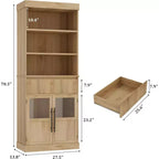 70 Tall Kitchen Pantry Cabinet with Glass Doors & Drawer - Versatile Storage for Living Room, Office, Dining Room, and Entryway