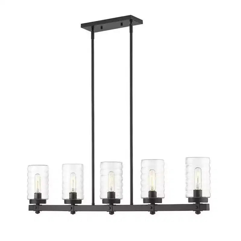 Tahoe 5-Light Outdoor Linear Island Light - Glass Shades, Dimmable, Damp Rated, 42 Length
