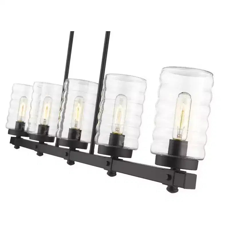 Tahoe 5-Light Outdoor Linear Island Light - Glass Shades, Dimmable, Damp Rated, 42 Length