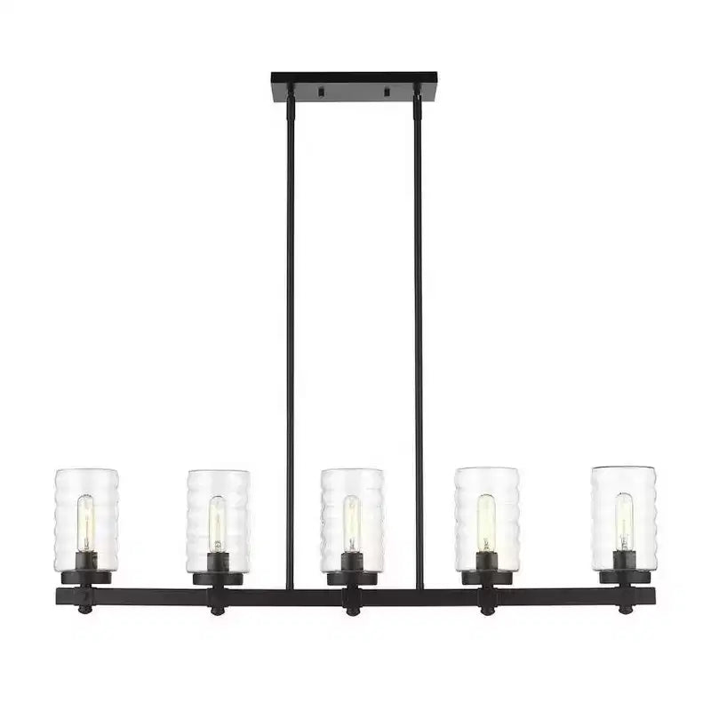 Tahoe 5-Light Outdoor Linear Island Light - Glass Shades, Dimmable, Damp Rated, 42 Length
