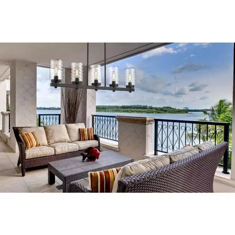 Tahoe 5-Light Outdoor Linear Island Light - Glass Shades, Dimmable, Damp Rated, 42 Length