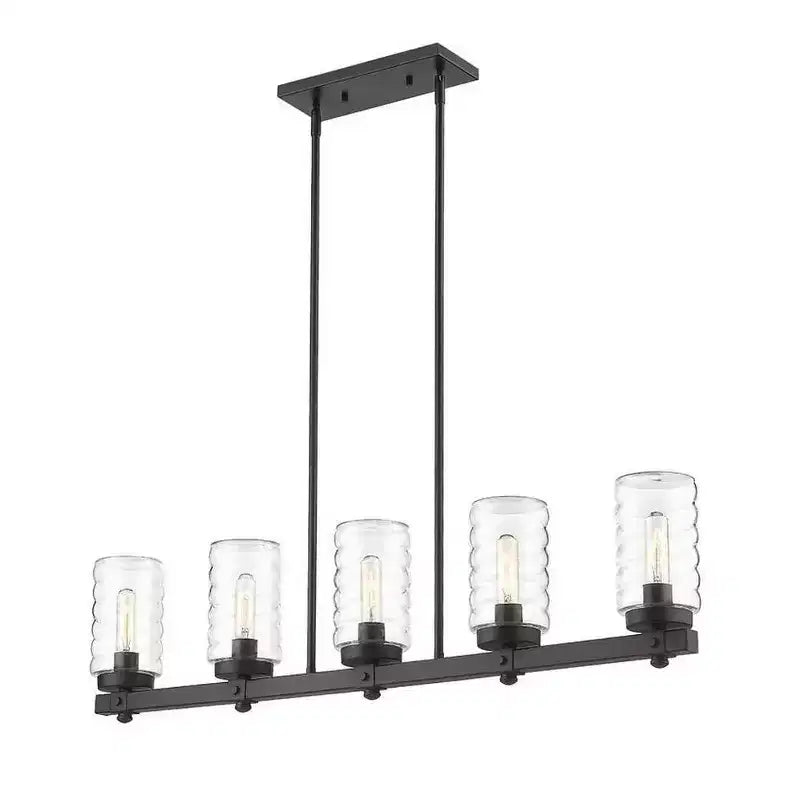 Tahoe 5-Light Outdoor Linear Island Light - Glass Shades, Dimmable, Damp Rated, 42 Length
