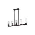 Marlow 5-Light Outdoor Linear Chandelier - Dimmable Aluminum Fixture with Seedy Glass Shades