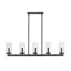 Marlow 5-Light Outdoor Linear Chandelier - Dimmable Aluminum Fixture with Seedy Glass Shades