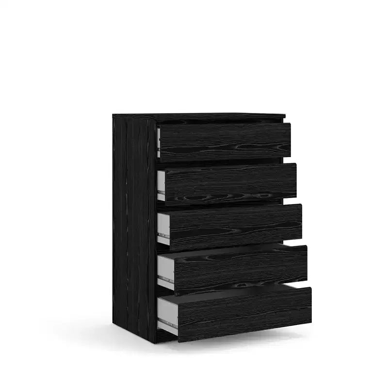 HomeStock Scottsdale 5 Drawer Chest Contemporary Storage Chest Black Wood Grain