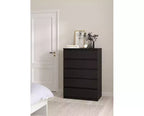 HomeStock Scottsdale 5 Drawer Chest Contemporary Storage Chest Black Wood Grain