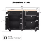 56.5 Rustic Kitchen Island with Power Outlet - Rolling Cart w/ Drop Leaf, 4 Doors & 5 Drawers, Adjustable Shelves & Wheels