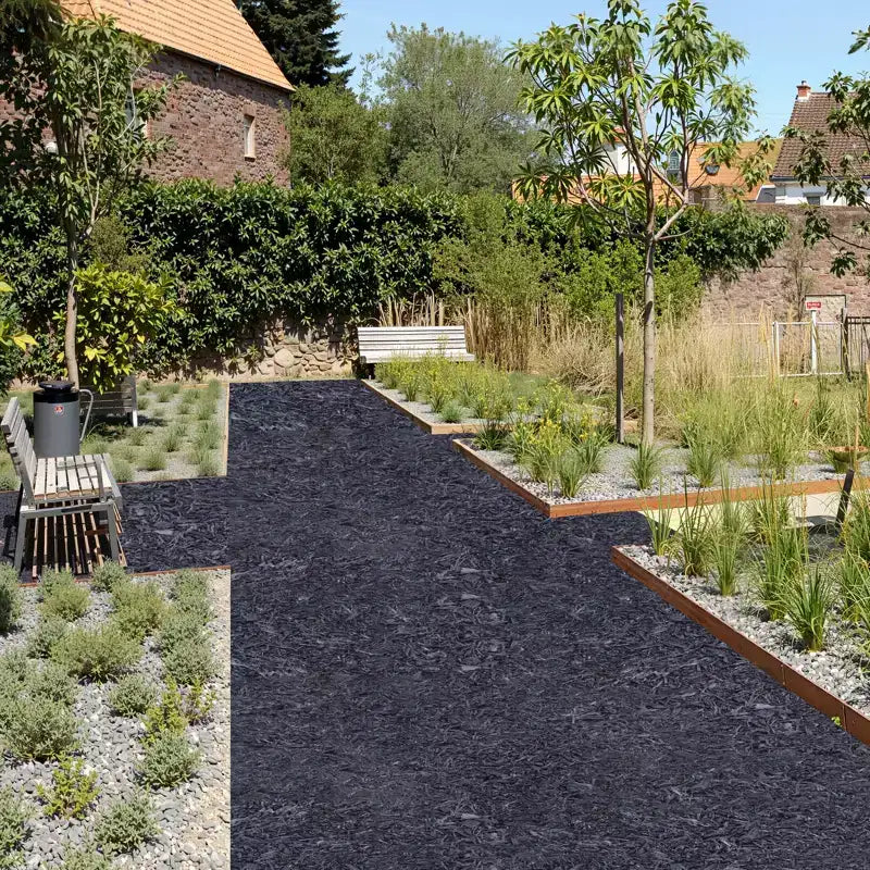 VEVOR Rubber Mulch for Landscaping, Recycled Rubber Mulch Mat 96 x 22 in, Permanent Rubber Pathway, Natural-Looking Black Mulch Garden Edging Border