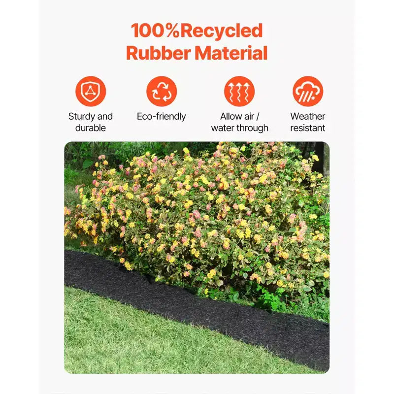 VEVOR Rubber Mulch for Landscaping, Recycled Rubber Mulch Mat 96 x 22 in, Permanent Rubber Pathway, Natural-Looking Black Mulch Garden Edging Border