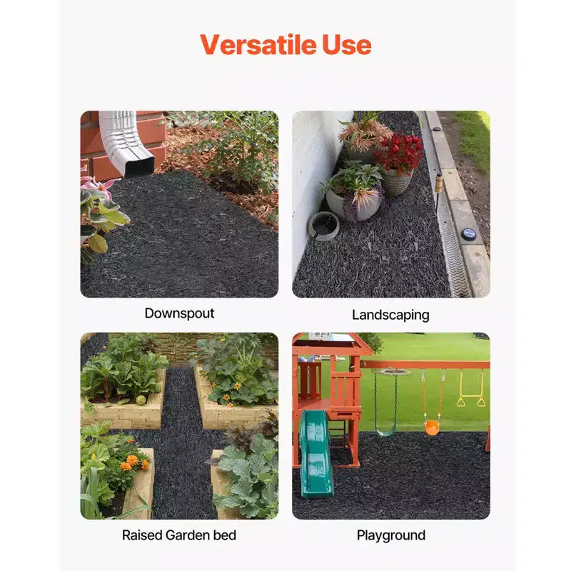VEVOR Rubber Mulch for Landscaping, Recycled Rubber Mulch Mat 96 x 22 in, Permanent Rubber Pathway, Natural-Looking Black Mulch Garden Edging Border