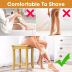 Bamboo Shower Bench with Storage Shelf Waterproof Bath Stool with Handles Non-Slip Pads 330 lb Capacity for Spa Bathroom Seniors