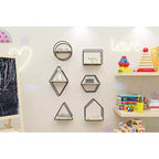 Set of 6 Geometric Wall Shelves  Floating Wooden Wall Decor