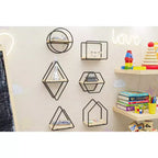 Set of 6 Geometric Wall Shelves  Floating Wooden Wall Decor