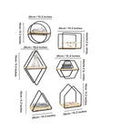 Set of 6 Geometric Wall Shelves  Floating Wooden Wall Decor