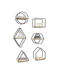 Set of 6 Geometric Wall Shelves  Floating Wooden Wall Decor