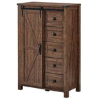 SinCiDo Farmhouse Modern 5 Drawer Tall Dresser w/Sliding Barn Door, Storage Organizer Dresser for Bedroom, Living Room & Kids Room