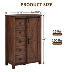 SinCiDo Farmhouse Modern 5 Drawer Tall Dresser w/Sliding Barn Door, Storage Organizer Dresser for Bedroom, Living Room & Kids Room