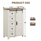 SinCiDo Farmhouse Modern 5 Drawer Tall Dresser w/Sliding Barn Door, Storage Organizer Dresser for Bedroom, Living Room & Kids Room