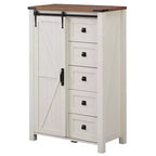 SinCiDo Farmhouse Modern 5 Drawer Tall Dresser w/Sliding Barn Door, Storage Organizer Dresser for Bedroom, Living Room & Kids Room