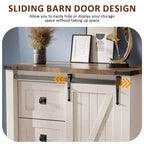 SinCiDo Farmhouse Modern 5 Drawer Tall Dresser w/Sliding Barn Door, Storage Organizer Dresser for Bedroom, Living Room & Kids Room