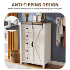 SinCiDo Farmhouse Modern 5 Drawer Tall Dresser w/Sliding Barn Door, Storage Organizer Dresser for Bedroom, Living Room & Kids Room