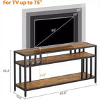 65 TV Stand for Up to 75 TVs, Grey Entertainment Center with Open Storage Shelves and Quadruple-Tube Support