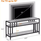 65 TV Stand for Up to 75 TVs, Grey Entertainment Center with Open Storage Shelves and Quadruple-Tube Support