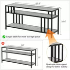 65 TV Stand for Up to 75 TVs, Grey Entertainment Center with Open Storage Shelves and Quadruple-Tube Support