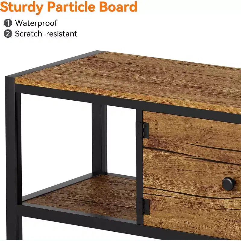 Rustic Brown 65 Inch TV Stand, Farmhouse Style Cabinet with Storage for TVs up to 75 Inch, Ideal for Living Room