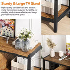 Rustic Brown 65 Inch TV Stand, Farmhouse Style Cabinet with Storage for TVs up to 75 Inch, Ideal for Living Room