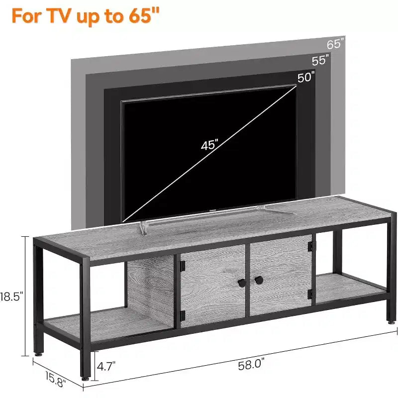 Rustic Brown 65 Inch TV Stand, Farmhouse Style Cabinet with Storage for TVs up to 75 Inch, Ideal for Living Room