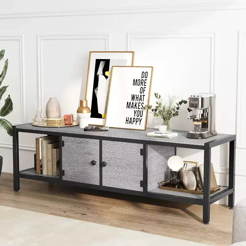 Rustic Brown 65 Inch TV Stand, Farmhouse Style Cabinet with Storage for TVs up to 75 Inch, Ideal for Living Room