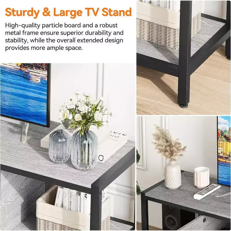 Rustic Brown 65 Inch TV Stand, Farmhouse Style Cabinet with Storage for TVs up to 75 Inch, Ideal for Living Room