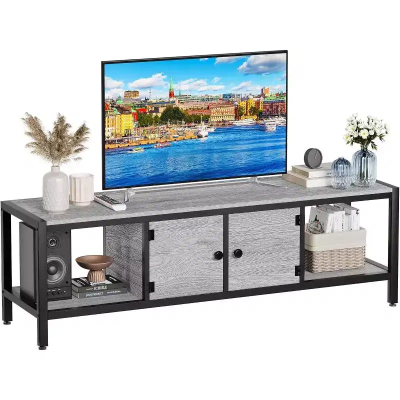 Rustic Brown 65 Inch TV Stand, Farmhouse Style Cabinet with Storage for TVs up to 75 Inch, Ideal for Living Room