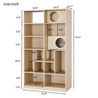 63.5 Tall Bookcase with Storage, Furniture Style Cat Tree Tower, Freestanding Display Cat Tree, Multifunctional Open Bookshelf for Home Living Room