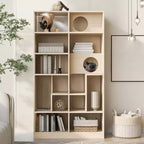 63.5 Tall Bookcase with Storage, Furniture Style Cat Tree Tower, Freestanding Display Cat Tree, Multifunctional Open Bookshelf for Home Living Room