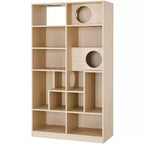 63.5 Tall Bookcase with Storage, Furniture Style Cat Tree Tower, Freestanding Display Cat Tree, Multifunctional Open Bookshelf for Home Living Room