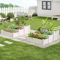 PexFix Outdoor White Rectangular Vinyl Rail and Garden Fence Planter for Vegetables Flowers