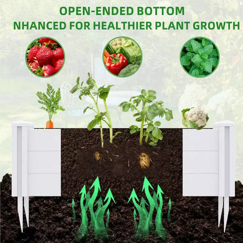 PexFix Outdoor White Rectangular Vinyl Rail and Garden Fence Planter for Vegetables Flowers