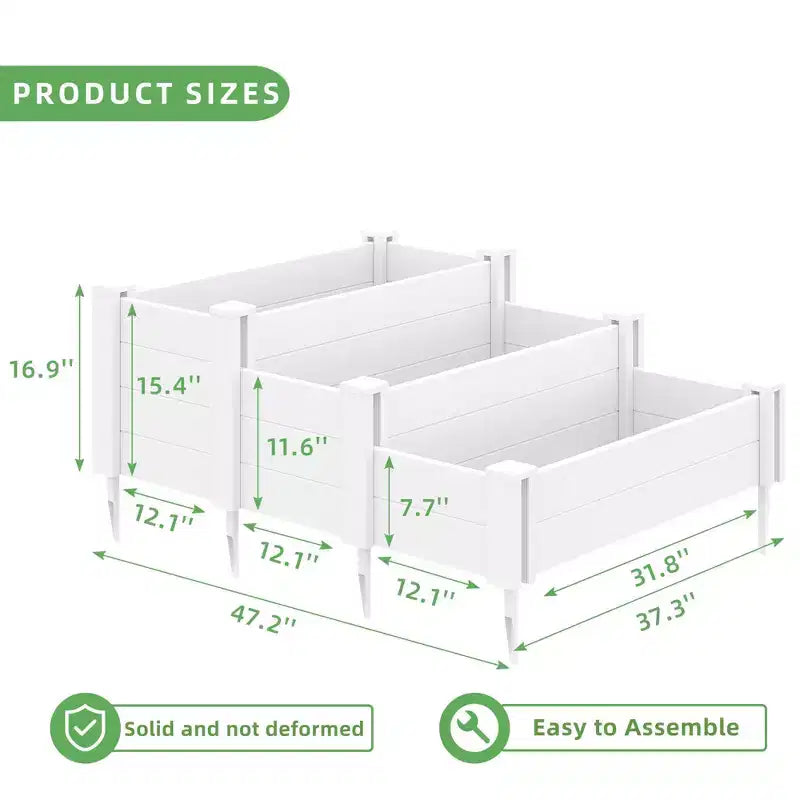 PexFix Outdoor White Rectangular Vinyl Rail and Garden Fence Planter for Vegetables Flowers