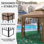 EAGLE PEAK 8'x8' Double Roof Outdoor Patio Gazebo with Mesh Netting