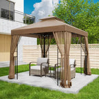 EAGLE PEAK 8'x8' Double Roof Outdoor Patio Gazebo with Mesh Netting