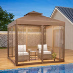 EAGLE PEAK 8'x8' Double Roof Outdoor Patio Gazebo with Mesh Netting