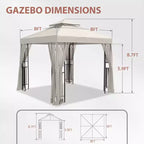 EAGLE PEAK 8'x8' Double Roof Outdoor Patio Gazebo with Mesh Netting