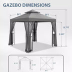 EAGLE PEAK 8'x8' Double Roof Outdoor Patio Gazebo with Mesh Netting